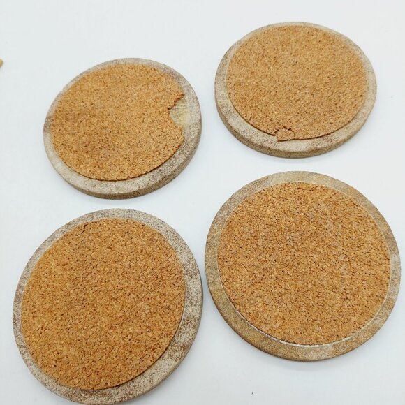Sea Turtle Stone Coaster Set Of 4 Round Cork Back READ - Picture 7 of 8